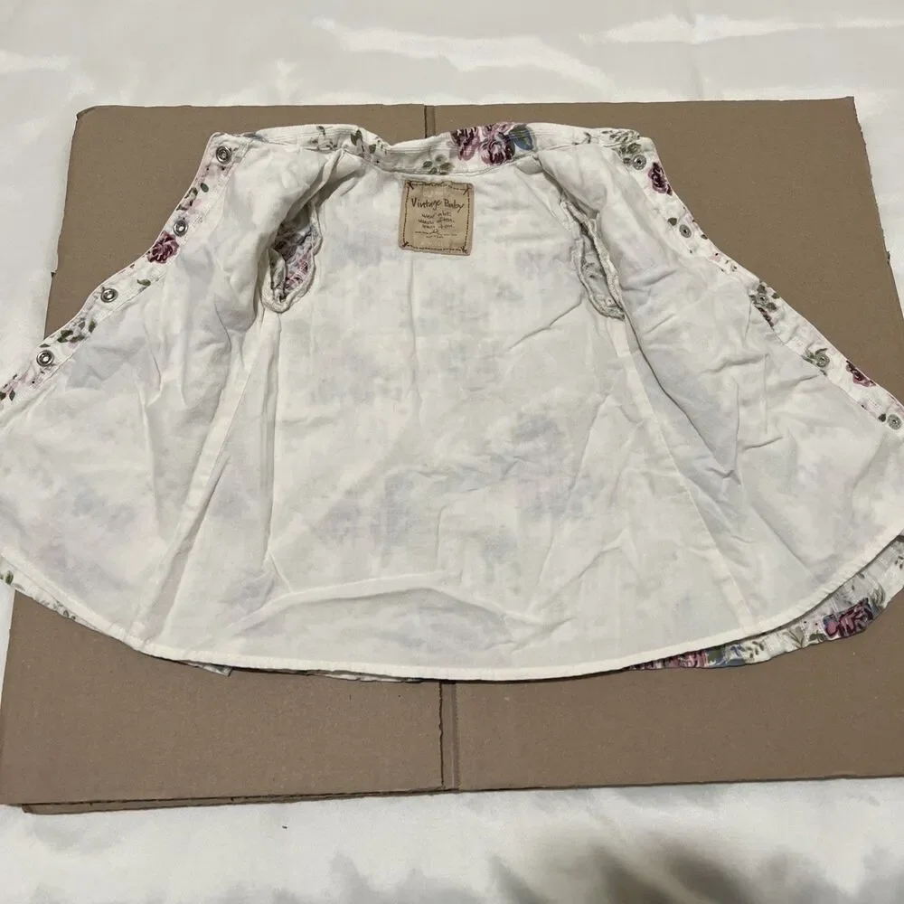 OldNavy Vintage Baby Floral Dress 3-6 Mos Collar Cotton Floral Pearl Snaps Lined